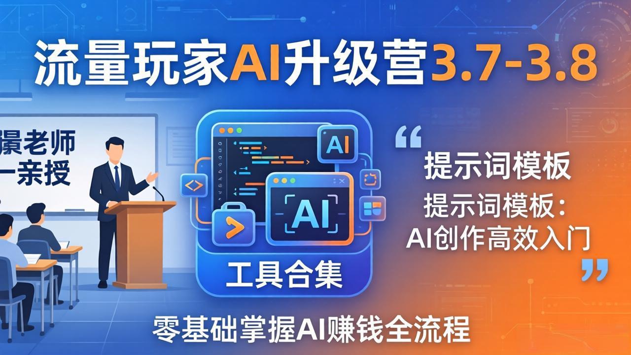 流量玩家AI升级营3.7-3.8全套资料：多老师亲授+工具合集+提示词模板，零基础掌握AI赚钱全流程-沧海聊项目