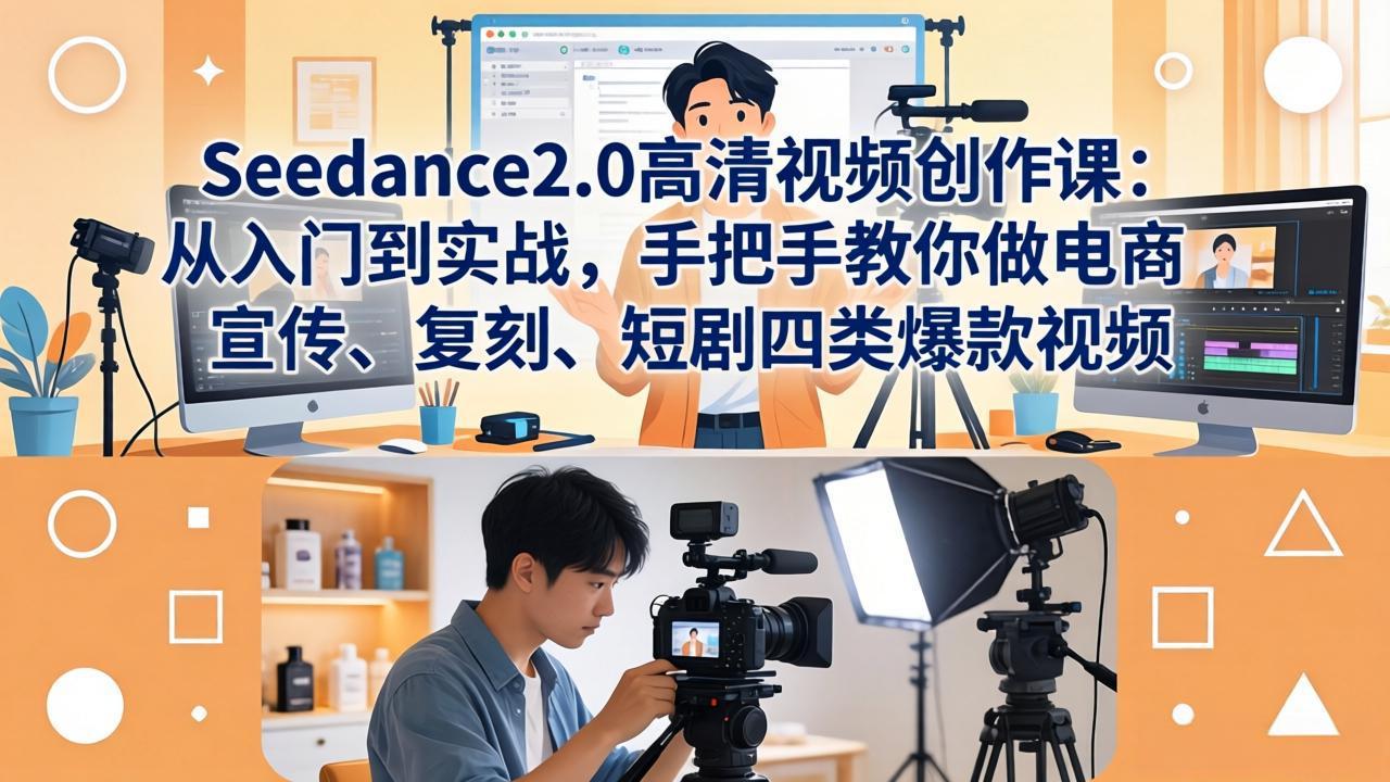 Seedance2.0高清视频创作课：从入门到实战，手把手教你做电商、宣传、复刻、短剧四类爆款视频-沧海聊项目