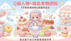 Q版人物+甜品食物团练，8节系统课拆解Q版甜系画法，画出属于自己的甜蜜插画世界-沧海聊项目