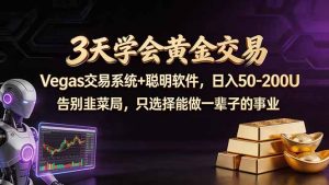 3天学会黄金交易，Vegas交易技术+聪明软件，日赚50-100U-沧海聊项目