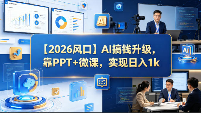 【2026风口】AI搞钱升级，靠PPT+微课，实现日入1k-沧海聊项目