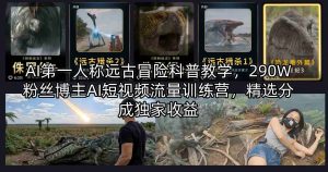 AI第一人称远古冒险科普教学，290W粉丝博主AI短视频流量训练营，精选分成独家收益-沧海聊项目