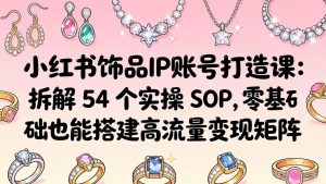 小红书饰品IP账号打造课：拆解 54 个实操 SOP，零基础也能搭建高流量变现矩阵-沧海聊项目