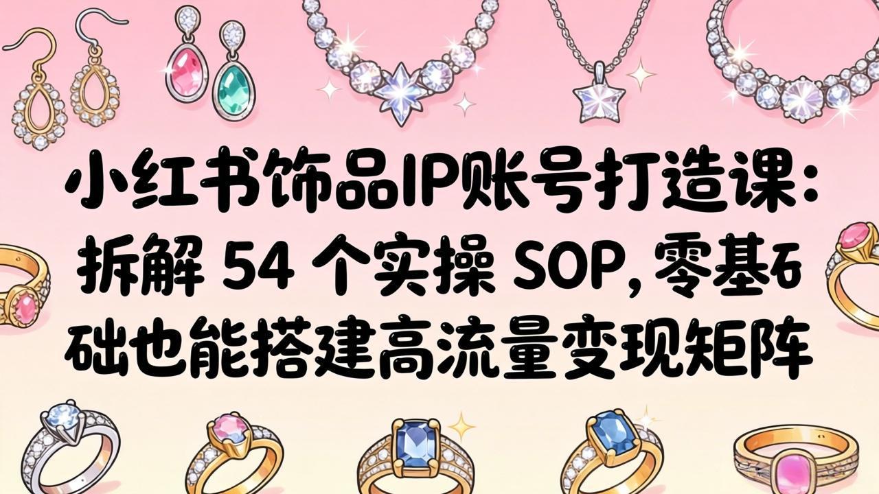 小红书饰品IP账号打造课：拆解 54 个实操 SOP，零基础也能搭建高流量变现矩阵-沧海聊项目