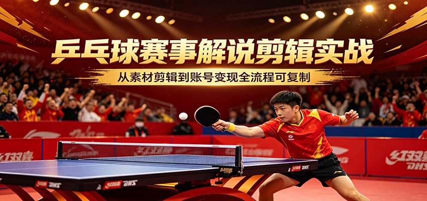 乒乓球赛事解说剪辑实战，从素材剪辑到账号变现全流程可复制-沧海聊项目
