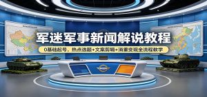 军迷军事新闻解说教程：0基础起号，热点选题+文案剪辑+消重变现全流程教学-沧海聊项目
