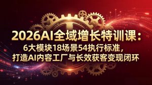2026AI全域增长特训课：6大模块18场景54执行标准，打造AI内容工厂与长效获客变现闭环-沧海聊项目