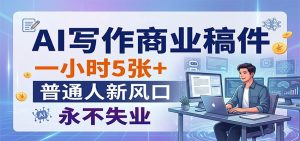 AI写作商业稿件，一小时5张+，普通人新风口，永不失业-沧海聊项目
