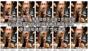 AI橘猫道长茅山道士短剧教程｜零基础傻瓜式操作，AI一键生成古风玄幻爆款短视频快速变现-沧海聊项目