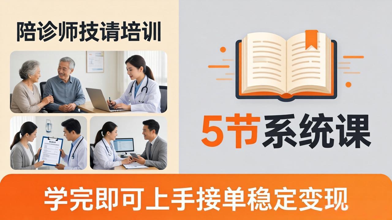 想做陪诊师不知从何下手？5节系统课教你掌握核心技能，学完即可上手接单稳定变现-沧海聊项目