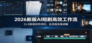 2026新版AI短剧高效工作流：3+2极简创作闭环，全流程实操讲解-沧海聊项目