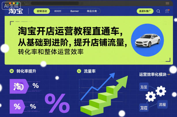 淘宝开店运营教程直通车，从基础到进阶，提升店铺流量，转化率和整体运营效率(更新26年4月20日)-沧海聊项目