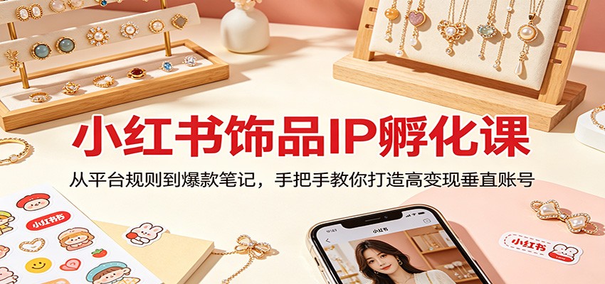 小红书饰品IP孵化课：从平台规则到爆款笔记，手把手教你打造高变现垂直账号-沧海聊项目
