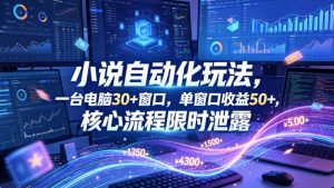 小说挂G自动化玩法，一台电脑30+窗口，单窗口收益50+，核心流程限时泄露【揭秘】-沧海聊项目