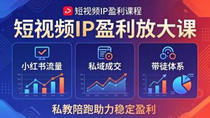 短视频IP盈利放大课：小红书流量+私域成交+带徒体系，私教陪跑助力稳定盈利-沧海聊项目