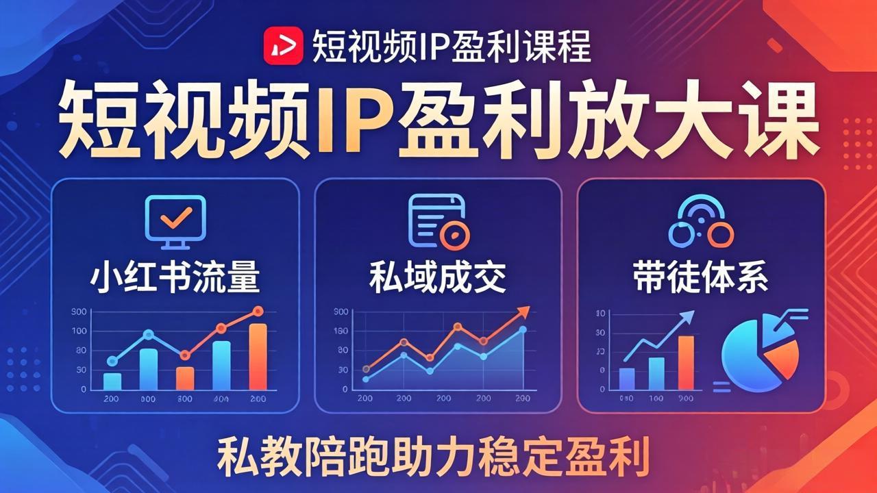 短视频IP盈利放大课：小红书流量+私域成交+带徒体系，私教陪跑助力稳定盈利-沧海聊项目