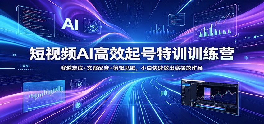 短视频AI高效起号特训训练营：赛道定位+文案配音+剪辑思维，小白快速做出高播放作品-沧海聊项目