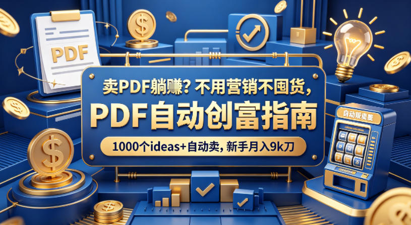 卖PDF躺賺？不用营销不囤货，PDF自动创富指南，1000个ideas+自动卖，新手月入9k刀【原创双语字幕】-沧海聊项目