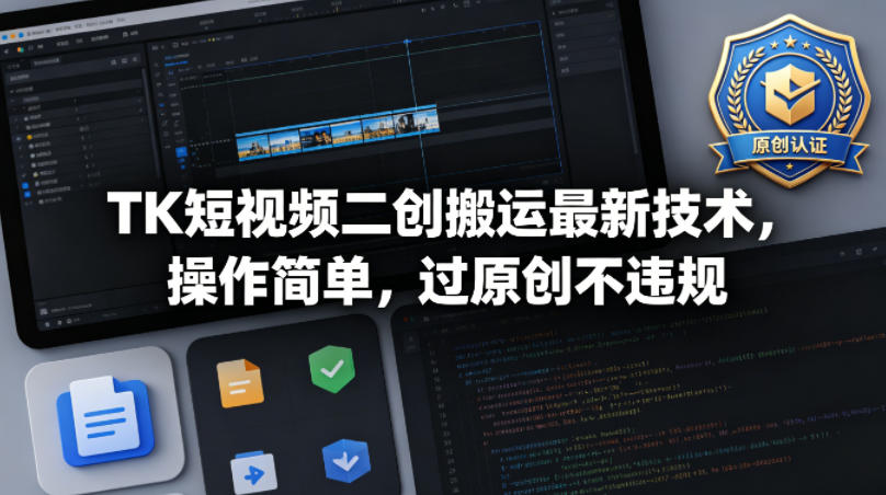 TK短视频二创搬运最新技术，操作简单，过原创不违规-沧海聊项目