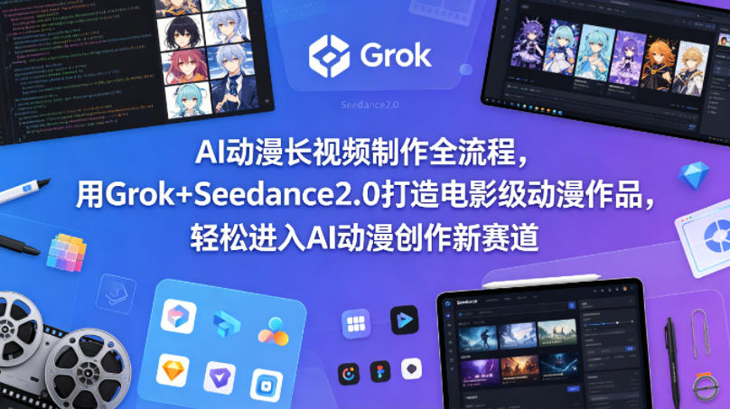AI动漫长视频制作全流程，用Grok+Seedance2.0打造电影级动漫作品，轻松进入AI动漫创作新赛道-沧海聊项目