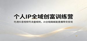 个人IP全域创富训练营：吃透抖音视频号流量规则，AI全链路赋能直播带货变现-沧海聊项目
