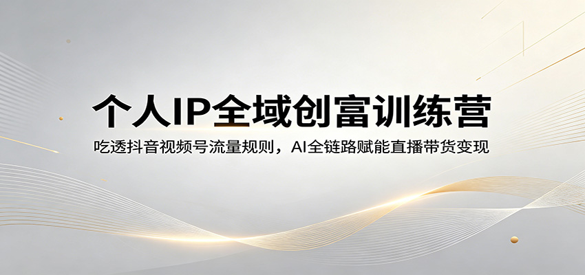 个人IP全域创富训练营：吃透抖音视频号流量规则，AI全链路赋能直播带货变现-沧海聊项目
