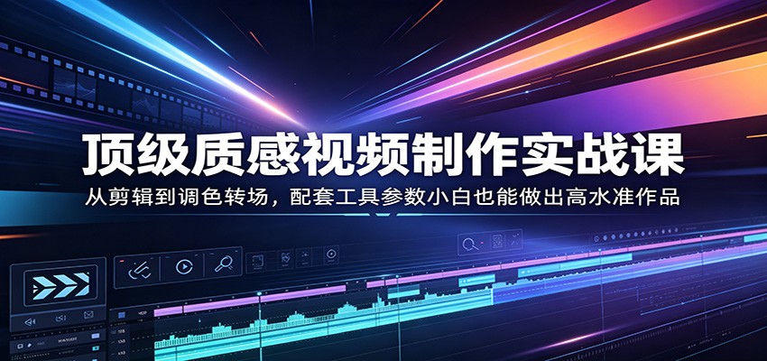 顶级质感视频制作实战课：从剪辑到调色转场，配套工具参数小白也能做出高水准作品-沧海聊项目