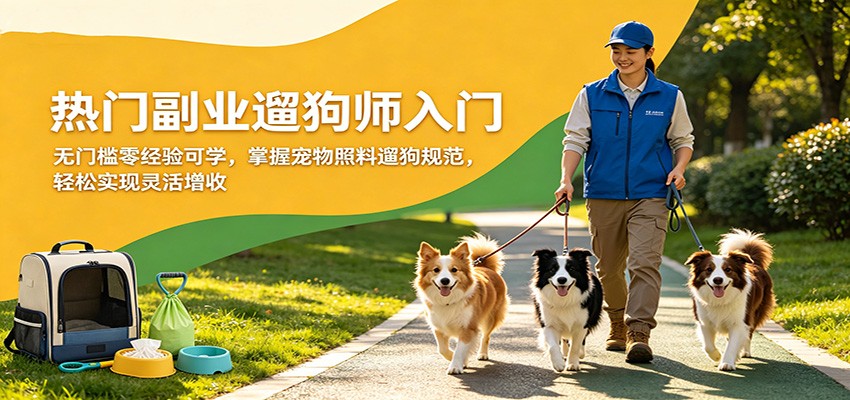 热门副业遛狗师入门，无门槛零经验可学，掌握宠物照料遛狗规范，轻松实现灵活增收-沧海聊项目
