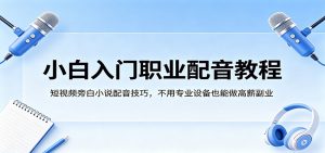 小白入门职业配音教程，短视频旁白小说配音技巧，不用专业设备也能做高薪副业-沧海聊项目