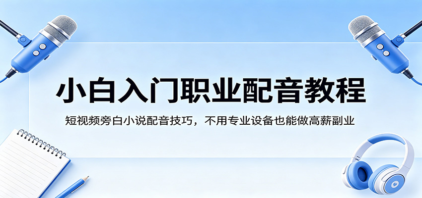 小白入门职业配音教程，短视频旁白小说配音技巧，不用专业设备也能做高薪副业-沧海聊项目
