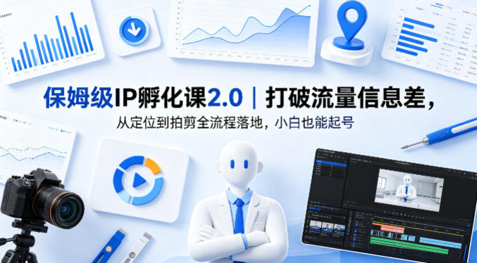 保姆级IP孵化课2.0｜打破流量信息差，从定位到拍剪全流程落地，小白也能起号-沧海聊项目