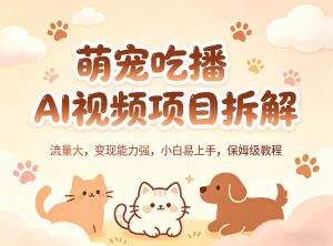 萌宠吃播AI视频项目拆解，流量大，变现能力强，小白易上手，保姆级教程-沧海聊项目