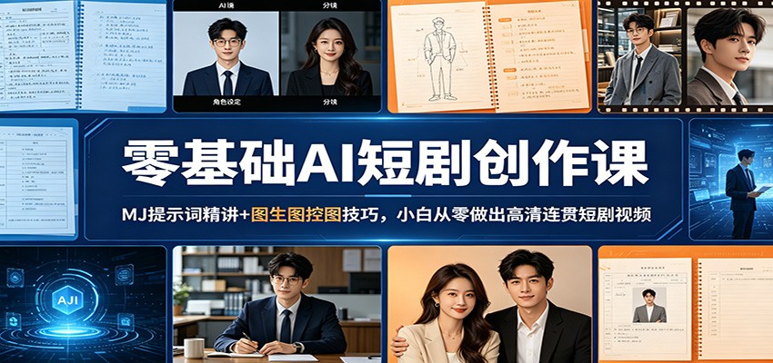 零基础AI短剧创作课：MJ提示词精讲+图生图控图技巧，小白从零做出高清连贯短剧视频-沧海聊项目