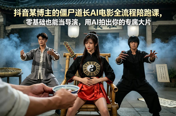 抖音某博主的僵尸道长AI电影全流程陪跑课，零基础也能当导演，用AI拍出你的专属大片-沧海聊项目