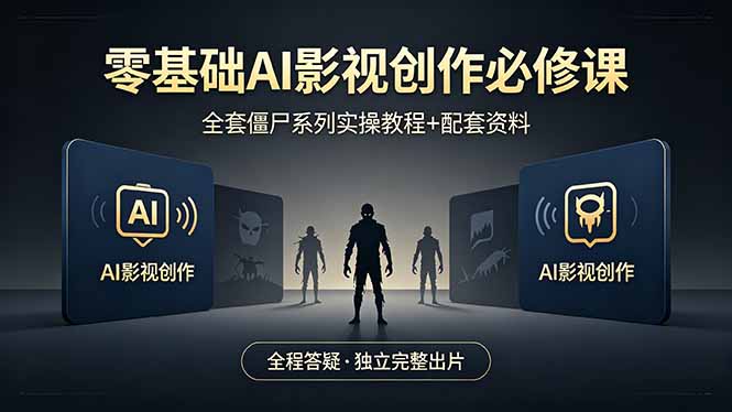 零基础AI影视创作必修课，全套僵尸系列实操教程加配套资料，全程答疑带你独立完整出片-沧海聊项目