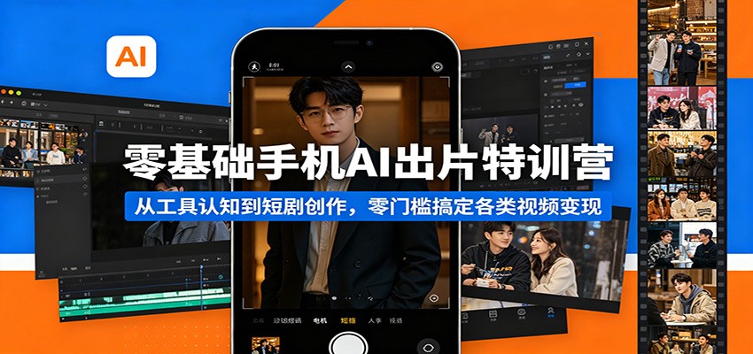 零基础手机AI出片特训营：从工具认知到短剧创作，零门槛搞定各类视频变现-沧海聊项目