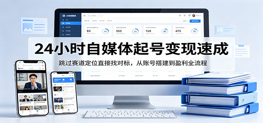 24小时自媒体起号变现速成，跳过赛道定位直接找对标，从账号搭建到盈利全流程-沧海聊项目