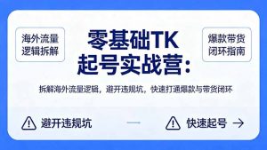 零基础 TK 起号实战营：拆解海外流量逻辑，避开违规坑，快速打通爆款与带货闭环-沧海聊项目