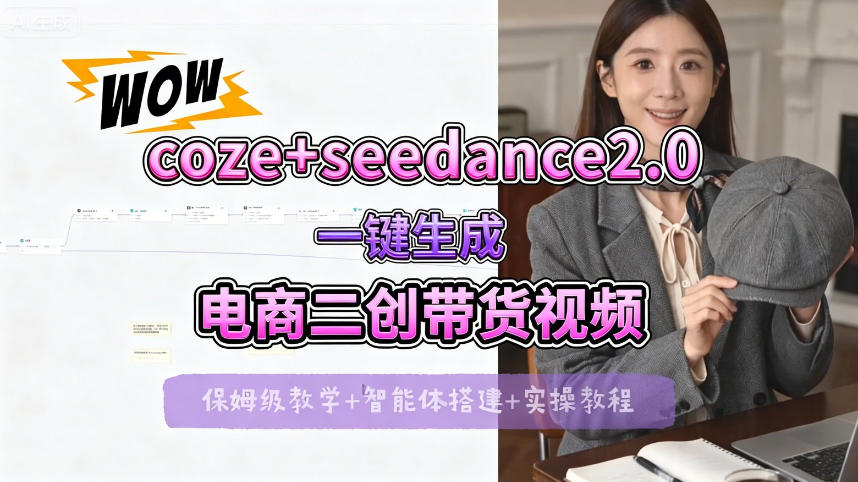 【Coze工作流搭建实操教程】seedance2.0+coze一键生成电商二创带货视频，全流程保姆级教学-沧海聊项目
