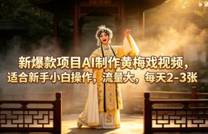新爆款项目AI制作黄梅戏视频，适合新手小白操作，流量大，每天2-3张-沧海聊项目