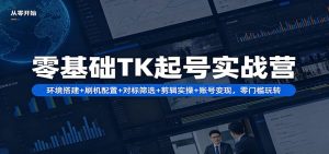 零基础TK起号实战营：环境搭建+ 刷机配置+对标筛选+剪辑实操+账号变现，零门槛玩转-沧海聊项目