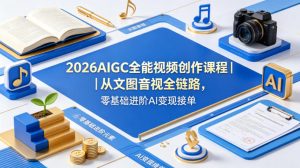 2026AIGC全能视频创作课程｜从文图音视全链路，零基础进阶AI变现接单-沧海聊项目