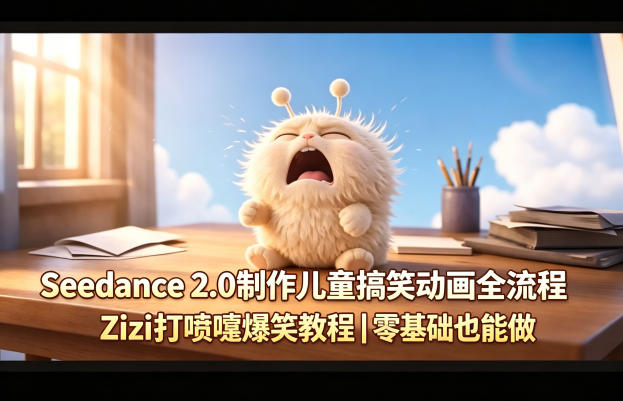 Seedance 2.0制作儿童搞笑动画全流程Zizi打喷嚏爆笑教程｜零基础也能做-沧海聊项目
