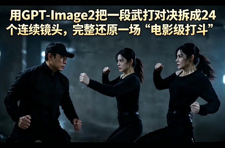 用GPT-Image2把一段武打对决拆成24个连续镜头，完整还原一场“电影级打斗”-沧海聊项目