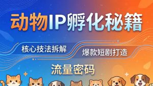 动物IP孵化全套秘籍，三大核心技法拆解，打造爆款萌宠短剧，轻松拿捏赛道流量密码-沧海聊项目