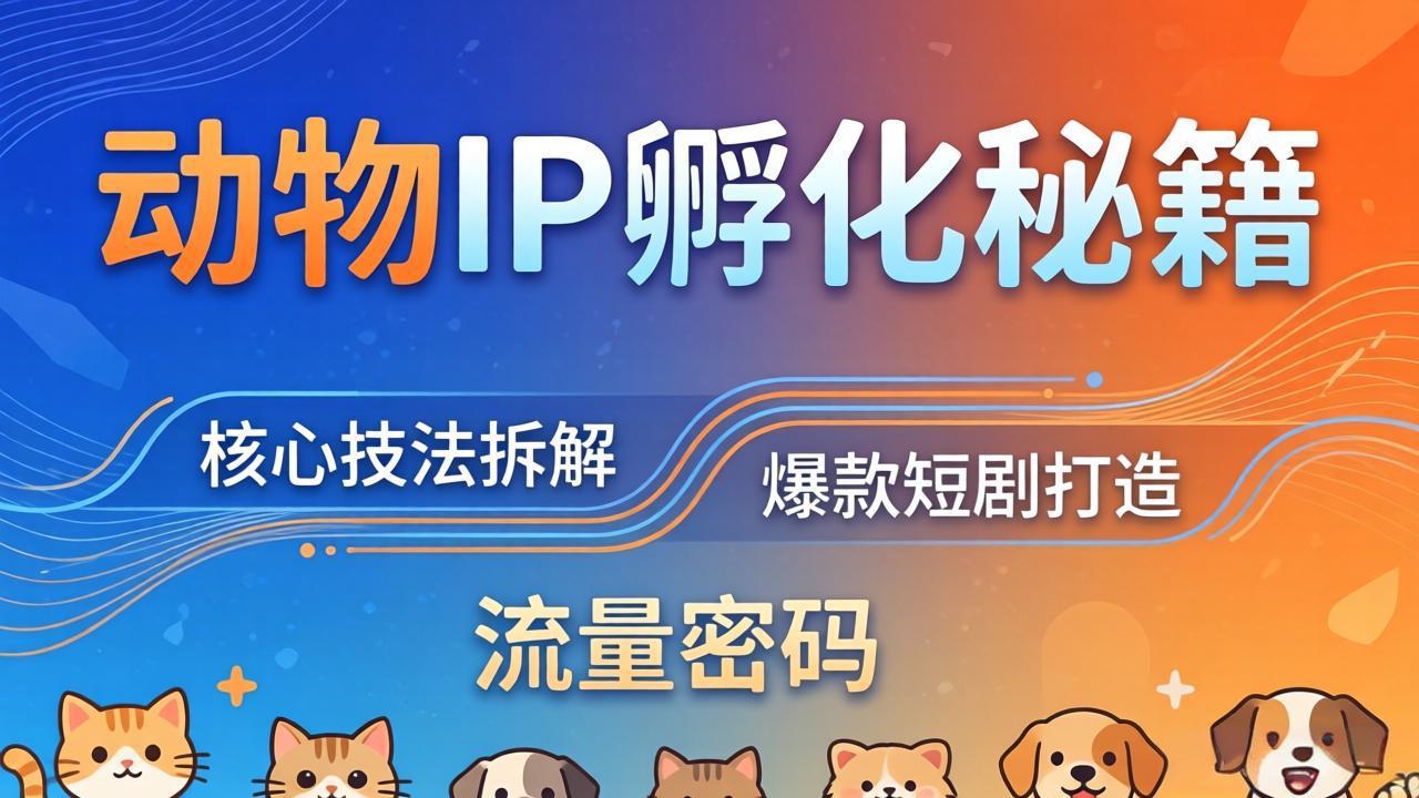 动物IP孵化全套秘籍，三大核心技法拆解，打造爆款萌宠短剧，轻松拿捏赛道流量密码-沧海聊项目