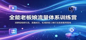全能老板娘流量体系训练营：深耕短视频引流，直播成交，私域锁客三维打法直接套用落地-沧海聊项目