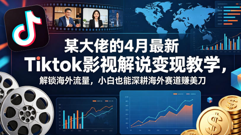 某大佬的4月最新Tiktok影视解说变现教学，解锁海外流量，小白也能深耕海外赛道賺美刀-沧海聊项目
