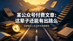 某公众号付费文章：这辈子还能有出路么-沧海聊项目