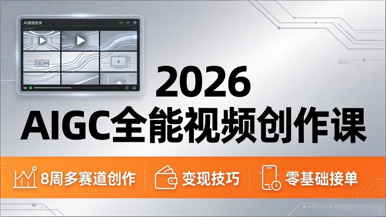 2026AIGC全能视频创作课，8周吃透多赛道创作+变现，零基础也能高效出片接单-沧海聊项目